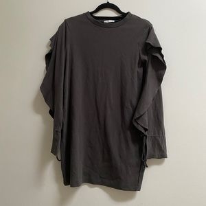 Zara Basic Long Sleeve Ruffle Dr…